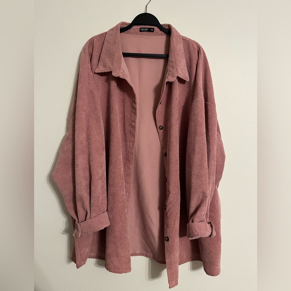 SHEIN Curve 5XL Dusty Rose Corduroy Shacket